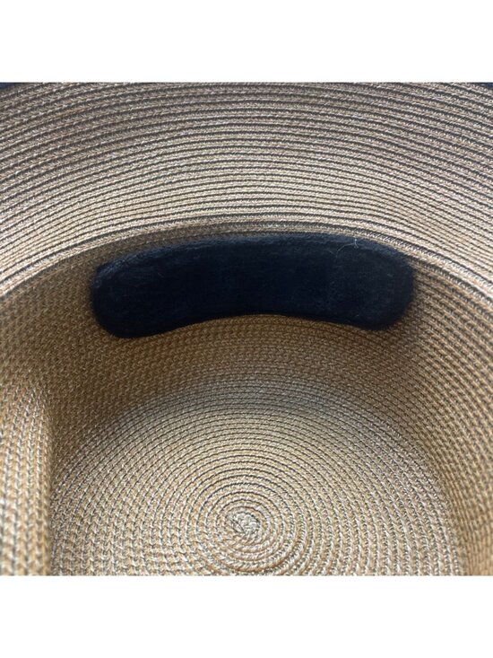 Eric Javits Womens Natural & Black Squishee Straw Sun Hat Adjustable Band OS main image 8